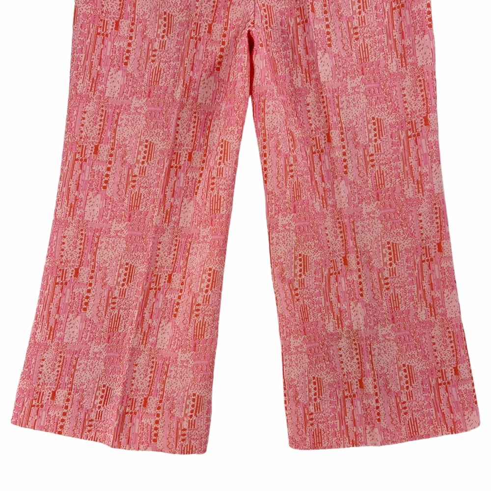 Vintage Cropped Length Pink and Orange Textured Capris Pants - Picture 6 of 12